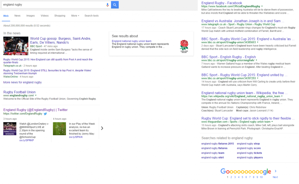Desktop search results for ‘England rugby’